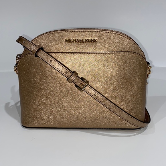Michael Kors Handbags - Michael Kors Rose Gold Small Metallic Leather Crossbody MSRP $248